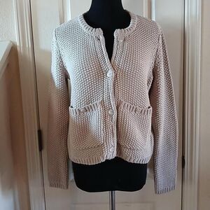 Splendid Tawny Chunky Knit Cotton Blend Cropped Cardigan sweater pockets XS